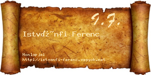 Istvánfi Ferenc névjegykártya